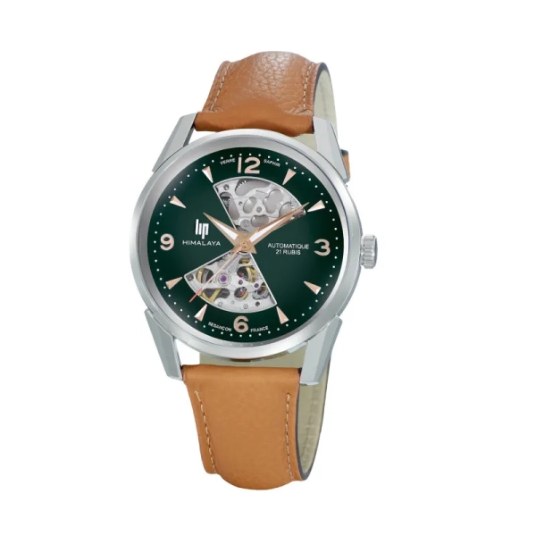 Zegarek męski LIP Himalaya Automatic Sablier 40 mm srebrny na brązowym pasku 671735
