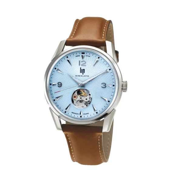 Zegarek męski LIP Himalaya Coeur Battant 40 mm srebrny na brązowym pasku 671739