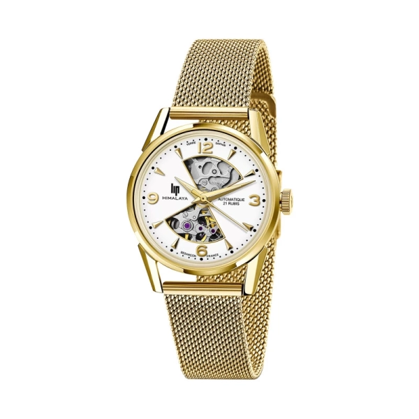 Zegarek damski Lip Himalaya Automatic Sablier 33 mm złoty na bransolecie 671681