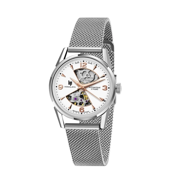 Zegarek damski Lip Himalaya Automatic Sablier 33 mm srebrny na bransolecie 671682