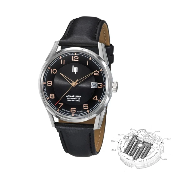 Zegarek męski LIP Annapurna Automatic czarny na pasku 676010
