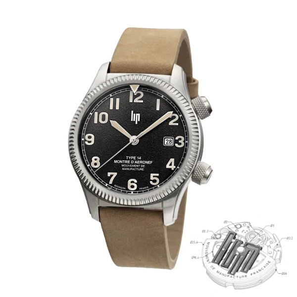 Zegarek męski LIP TYPE 14 Automatic srebrny na pasku 676030