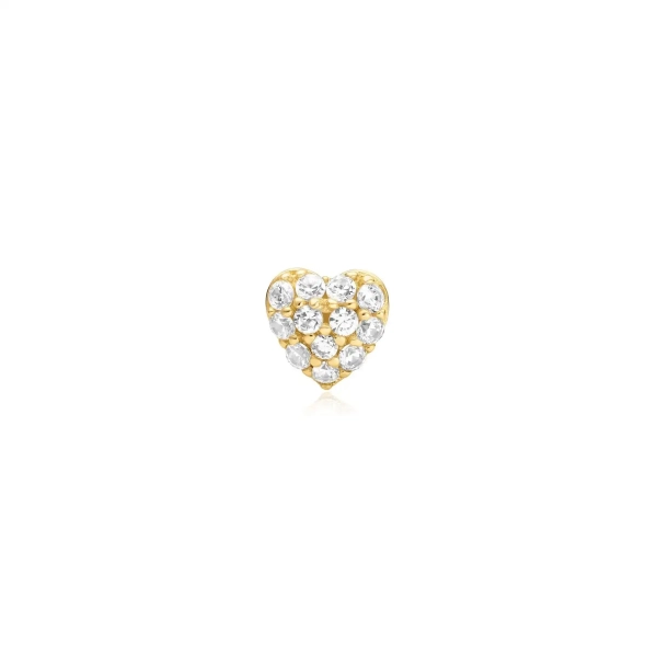 Kolczyk damski Ania Haie Pavé Heart Barbell serce złoty z cyrkoniami E070-04G
