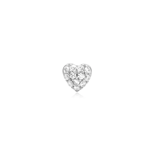 Kolczyk damski Ania Haie Pavé Heart Barbell serce srebrny z cyrkoniami E070-04H